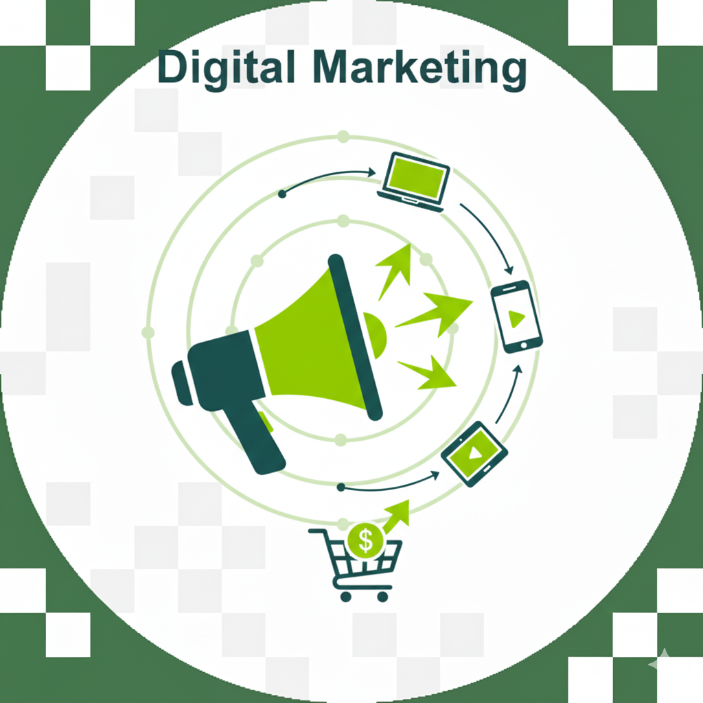 An illustration of a multi-channel digital marketing campaign funnel